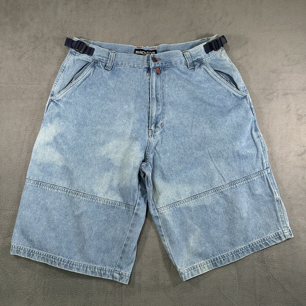 Machine Denim Cargo Shorts Light Blue Baggy Skater Y2K Size 36 Grunge